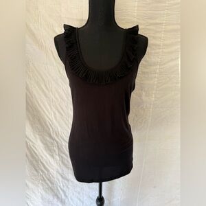 H&M Black Ruffle Scoop Neck Tank